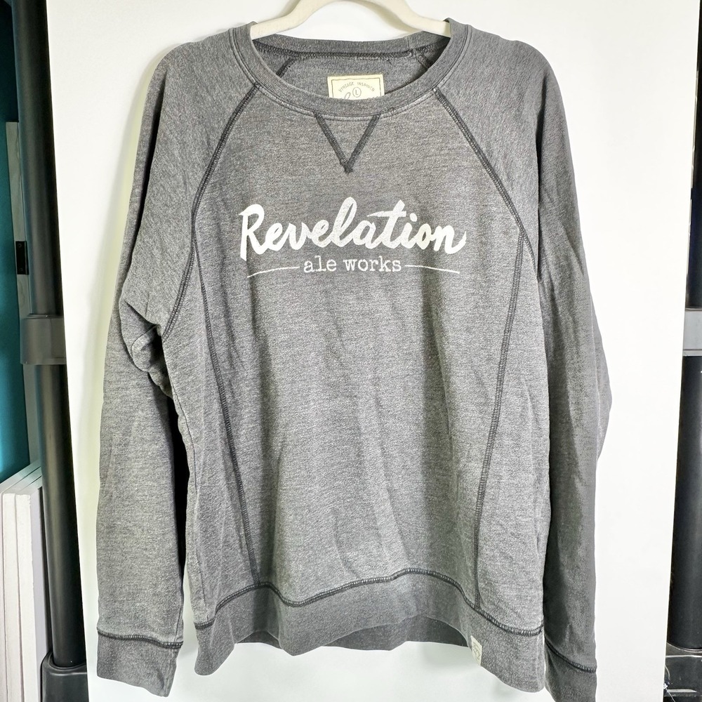 Legacy Womens Large Revelation Ale Works Gray Graphic Pullover‎ Sweatshirt